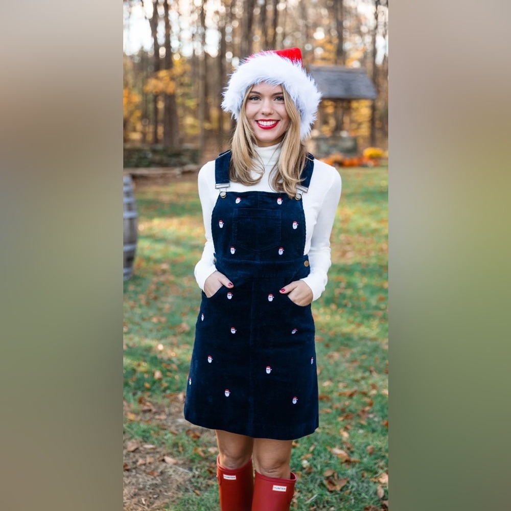 Santa Embroidered Corduroy Jumper Dress size large NWT in package